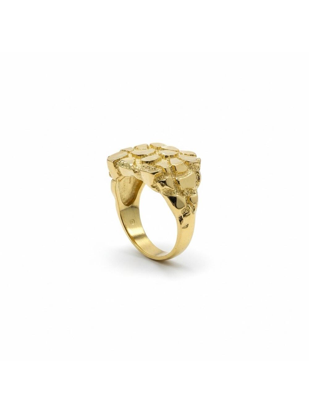 Jewelry Solid 10K Yellow Italian Gold Nugget Ring Size 8.5